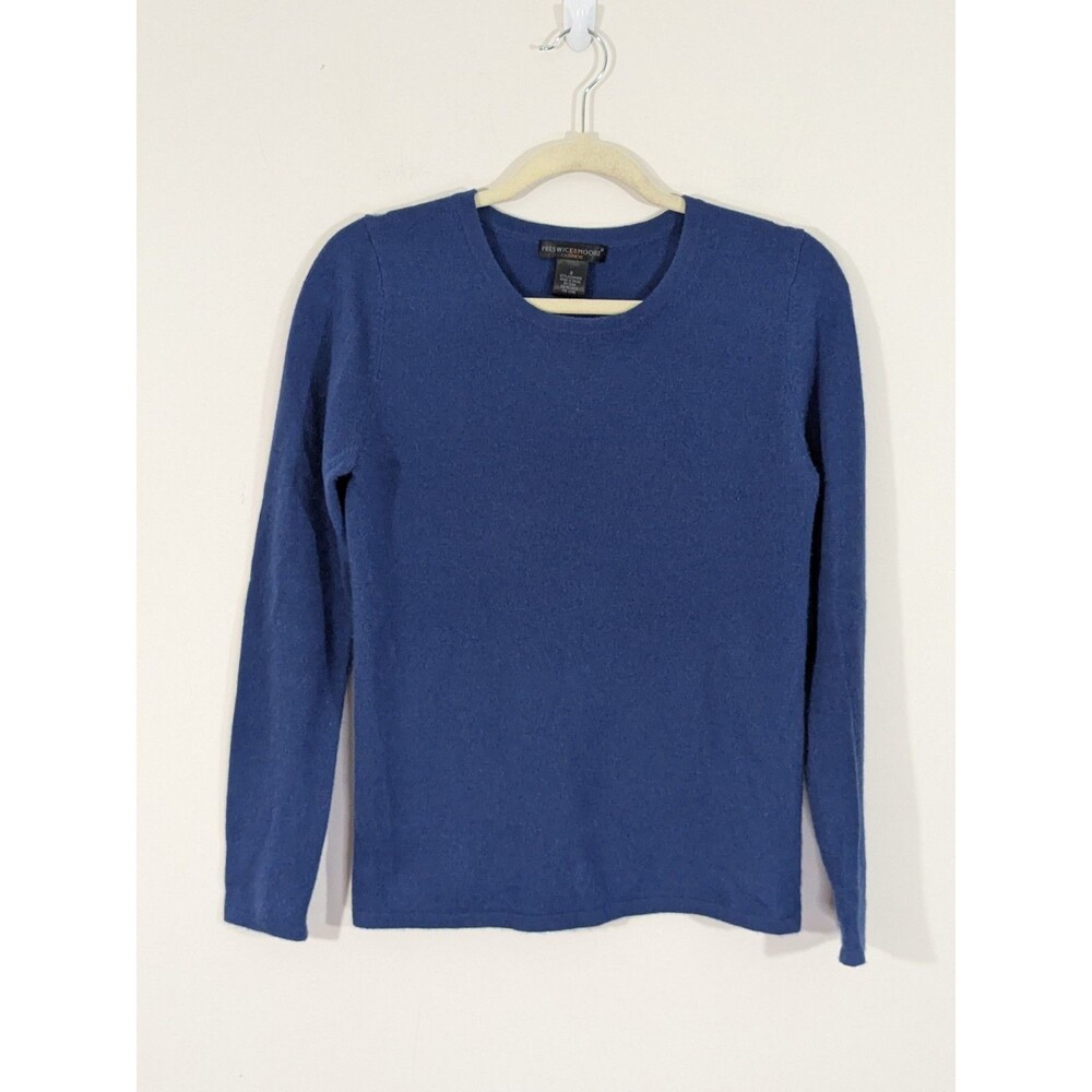 Preswick Moore Sweater Size S Blue 100% Cashmere Classic Minimalist Preppy
